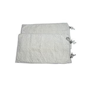 POTTERY BARN Set Of 2 Pick Stitch Handcrafted Cotton Linen Quilted King Shams